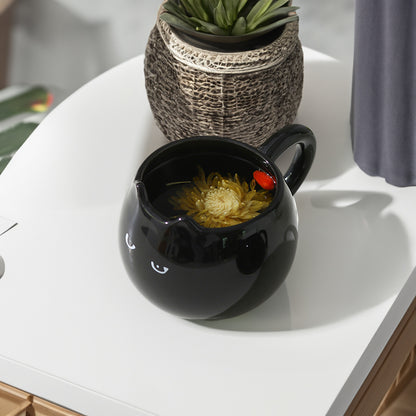 Adorable Hand-Painted Black Cat Ceramic Coffee Mug - Cute 3D Kitten Tea Cup for Cat Lovers