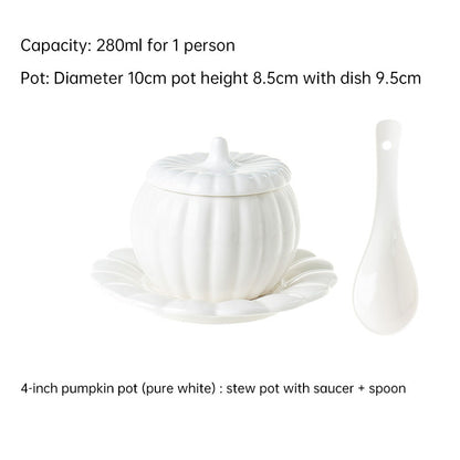 Creative Ceramic Pumpkin Soup Bowl with Lid and Saucer Set
