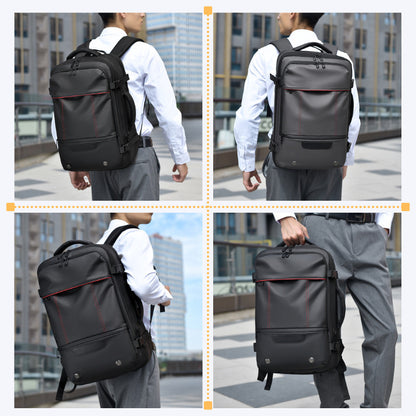 Men's Large Capacity Business Travel Backpack with Expansion and Vacuum Compression
