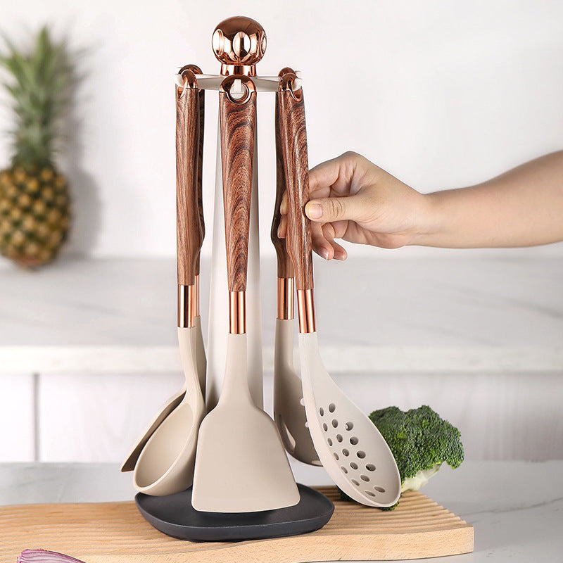 10-Piece Premium Silicone Kitchen Utensil Set - Heat Resistant Cooking Tools with Ergonomic Wooden Handles
