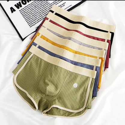 Women's Ribbed Cotton Mid-Waist Safety Shorts / Boxer Underwear
