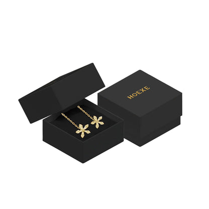 Luxury Gold Chain Heart Pendant Necklace & Bracelet Set with Green Stone