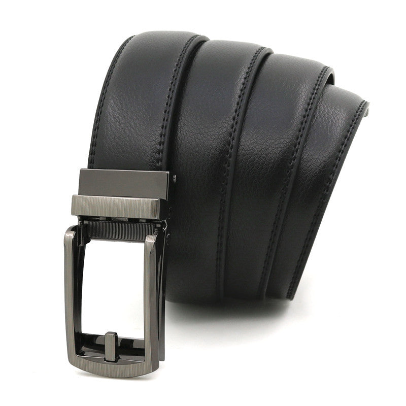 Men's Automatic Buckle Ratchet Belt | Premium Two-Layer Cowhide Leather Click Belt