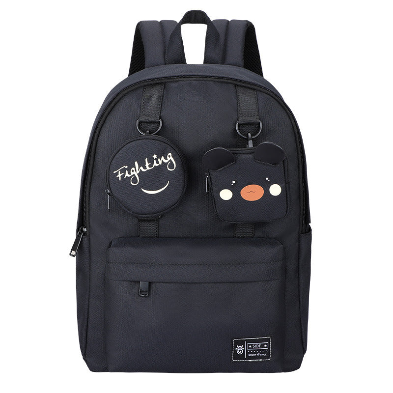 Creative Solid Color Backpack for High School & Junior High Girls - Personality Design with Small Pocket