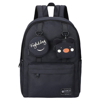 Creative Solid Color Backpack for High School & Junior High Girls - Personality Design with Small Pocket