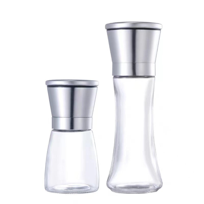 Manual Stainless Steel Salt and Pepper Grinder - Adjustable Coarseness Glass Spice Mill & Seasoning Bottle