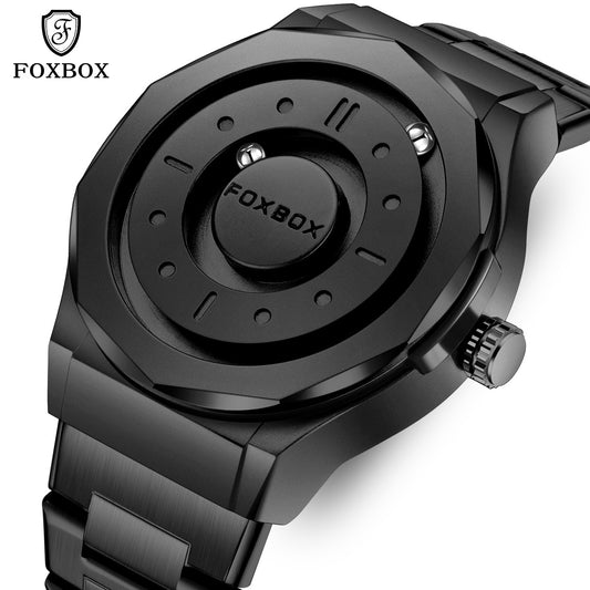 FOXBOX Men's High-Tech Magnetic Levitation Concept Watch (All Black).