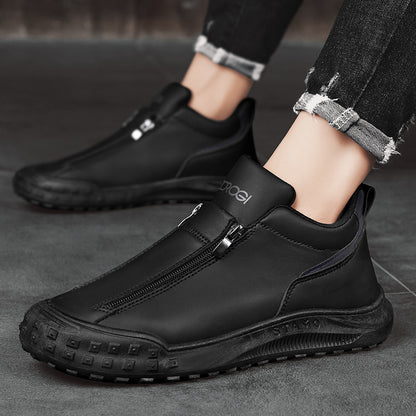 Men's Urban Casual Board Shoes – Modern Low-Top Sneakers with Zipper Detail & Easy-Wear Design