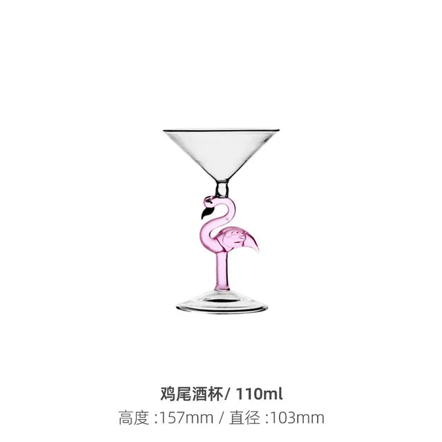Creative Flamingo Stem Crystal Wine Glass | Luxury Pink Flamingo Cocktail & Champagne Goblet