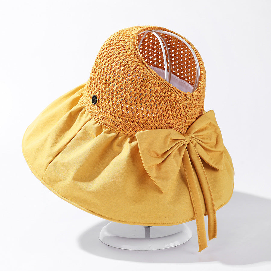 Women's Summer Wide Brim Sun Hat - Foldable Beach Visor with UV Protection