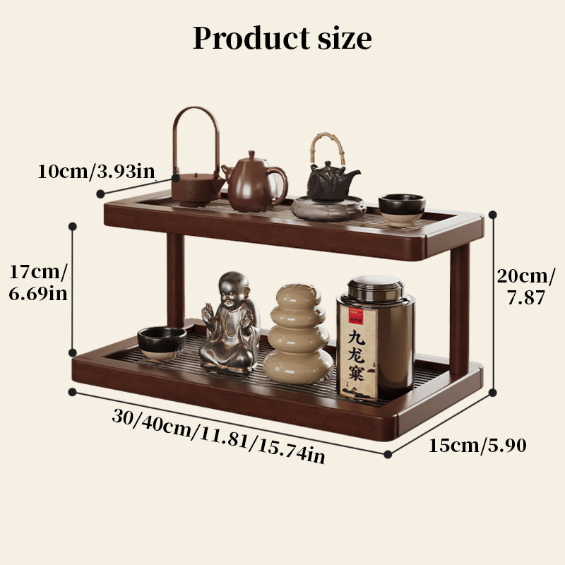 2-Tier Bamboo Spice & Cosmetic Organizer with Acrylic Base | Countertop Storage for Small Spaces