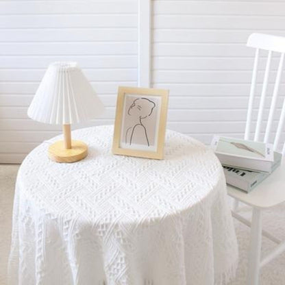 Elegant French Retro Lace Tablecloth – Vintage White Knitted Coffee Table Cover for Home & Photo Props