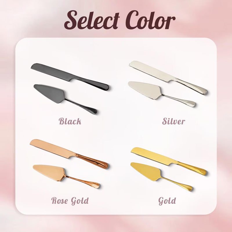 Personalized Custom Stainless Steel Cake Knife & Spatula Set for Weddings & Parties