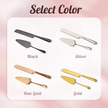 Personalized Custom Stainless Steel Cake Knife & Spatula Set for Weddings & Parties