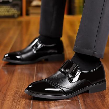 Men's High-End Business Dress Shoes - Shiny Patent Slip-On Leather Suit Shoes