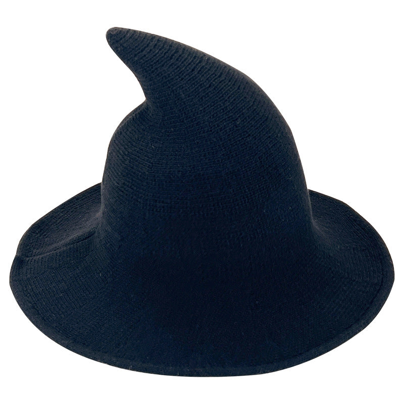 Knitted Pointed Top Witch Hat | Wide Brim Halloween Party