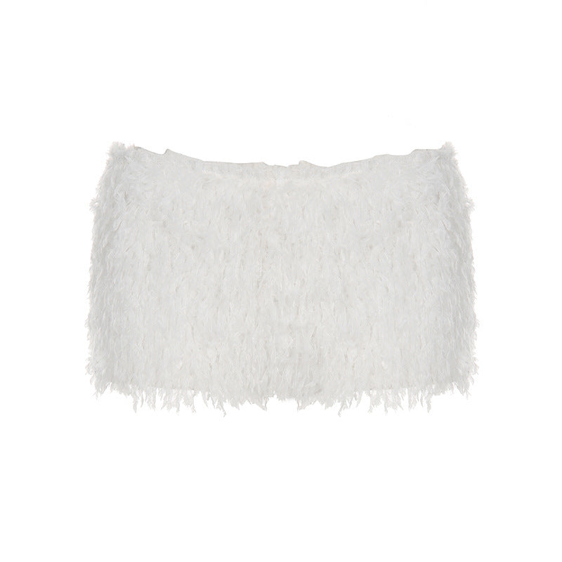 Cozy Snow White Fuzzy Fleece Lounge Shorts – Soft Warm Winter Home Wear for Women
