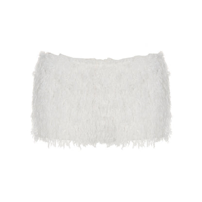 Cozy Snow White Fuzzy Fleece Lounge Shorts – Soft Warm Winter Home Wear for Women