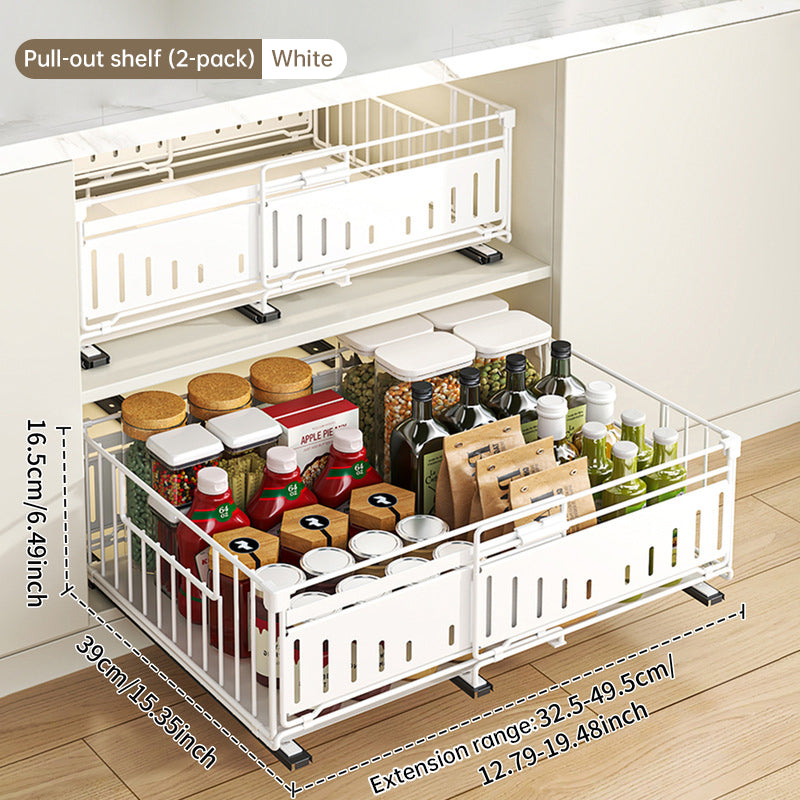 Expandable Cabinet Pull-Out Shelf - Multi-Functional Kitchen Storage Organizer