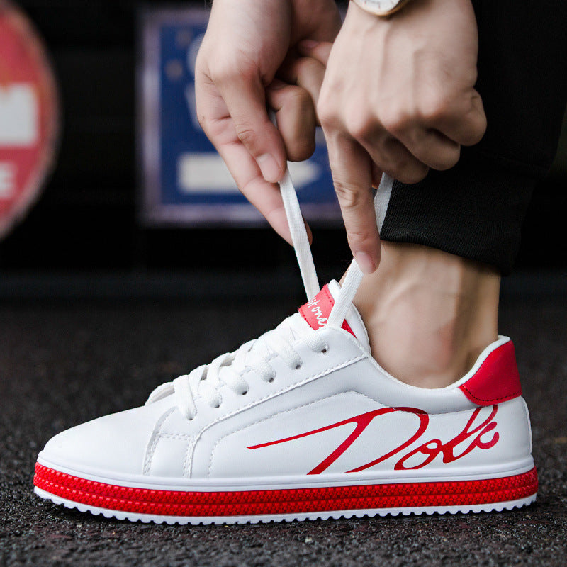 Men's Versatile Flat Casual Shoes - Trendy White Student Sports Board Sneakers