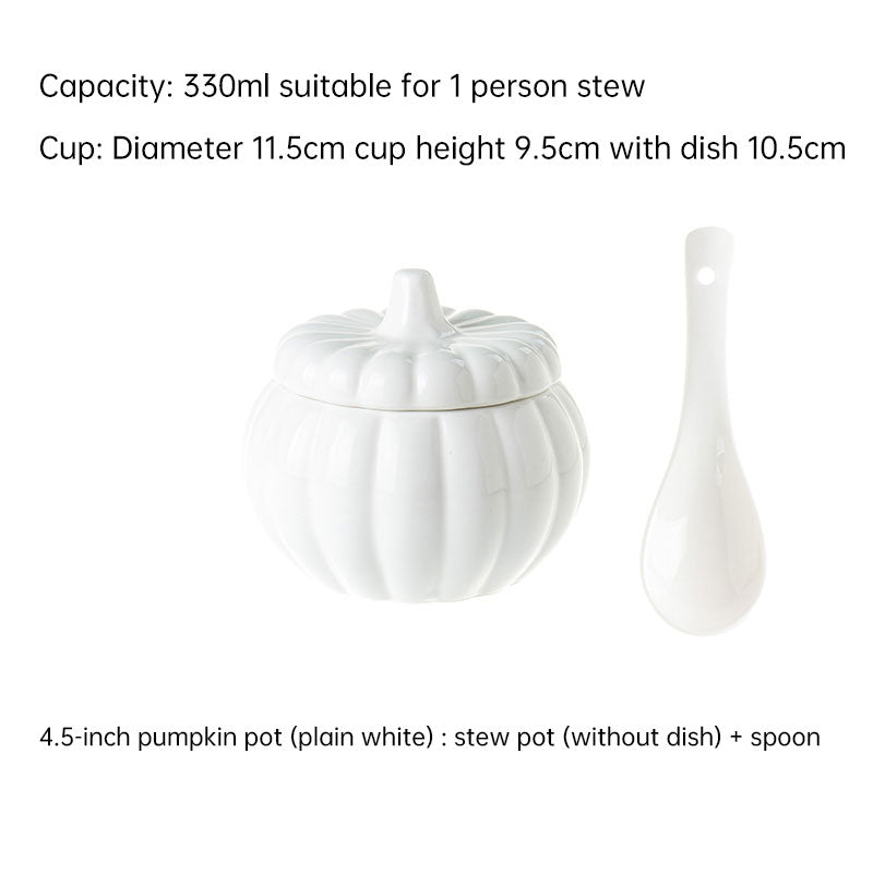 Creative Ceramic Pumpkin Soup Bowl with Lid and Saucer Set