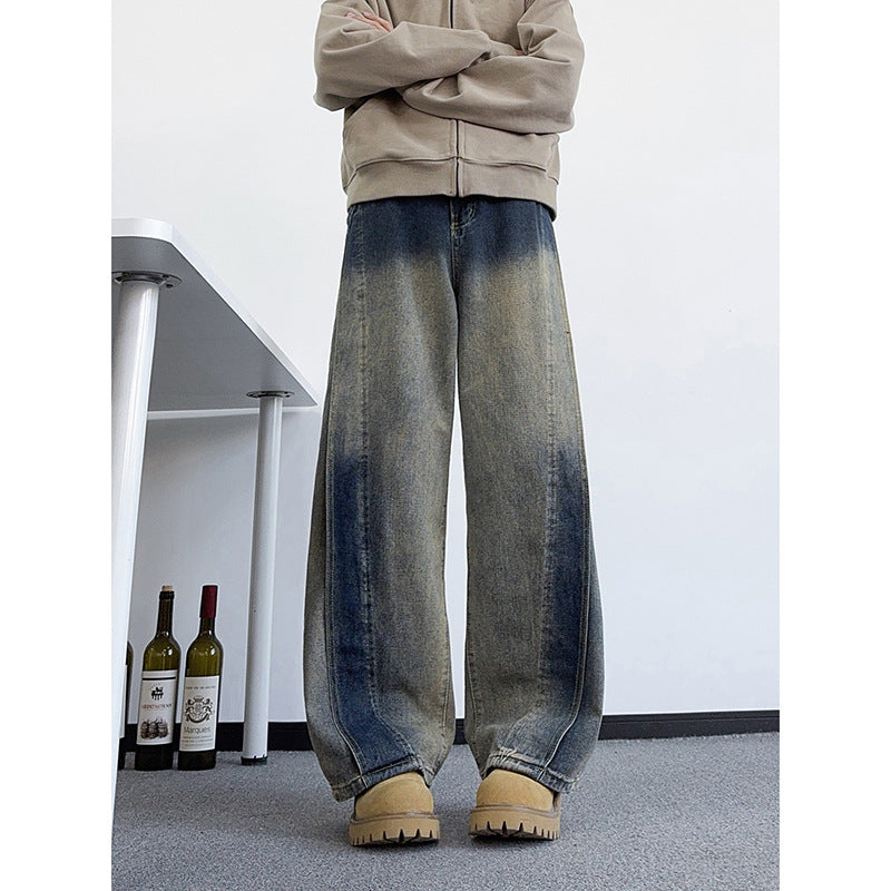 Retro Baggy Denim Pants - Casual Loose Fit Straight Jeans for Men