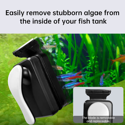 Professional Magnetic Glass Cleaner with Stainless Steel Scraper for Fish Tanks