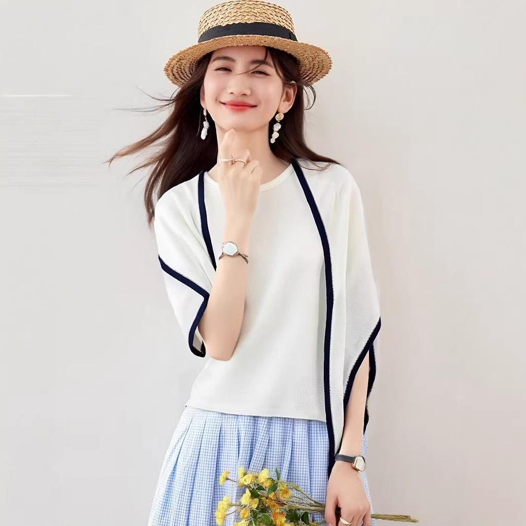 Women's Yellow Knitted Short Sleeve T-Shirt - Summer Outfit Chic Top
