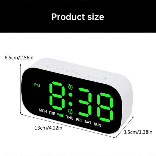 Modern LED Digital Clock with Temperature Display | Dual Alarm, Snooze Function, and 5-Level Brightness