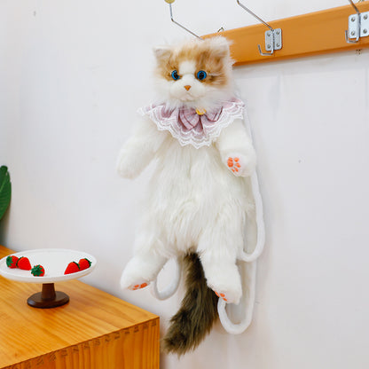 Unique Calico Cat Plush Backpack - Cute Functional Stuffed Animal Bag