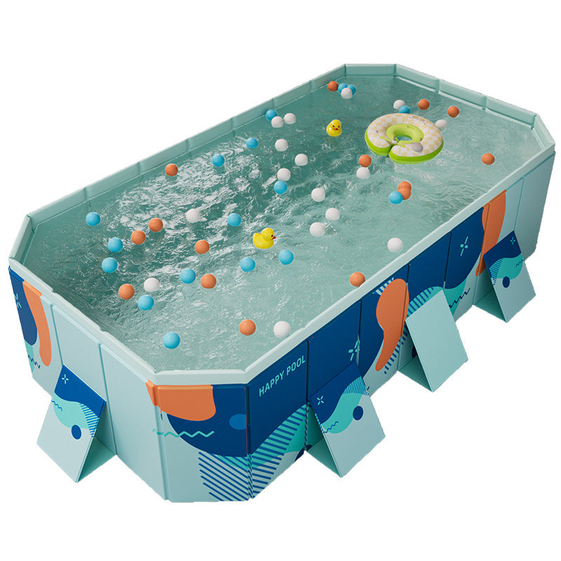 Large Foldable Rectangular Family Swimming Pool, Non-Inflatable Above Ground Pool