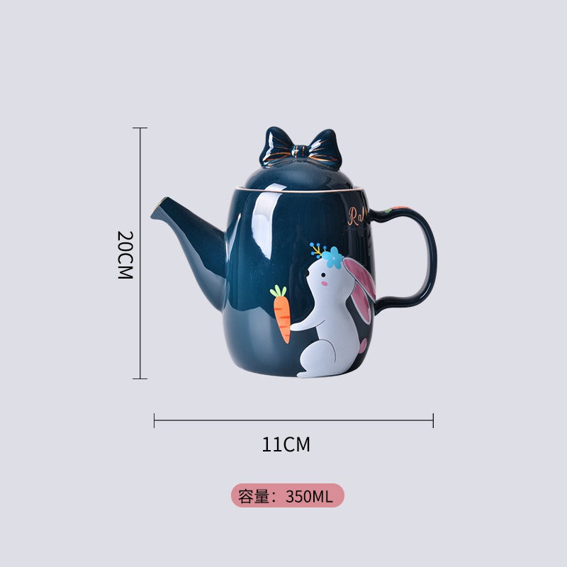 Cute Cartoon Rabbit Ceramic Spice Jar Set - 3 Pieces with Tray