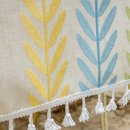 Premium Linen Rectangular Tablecloth – Simple Fabric Dining Table Cover with Elegant Tassels & Embroidery