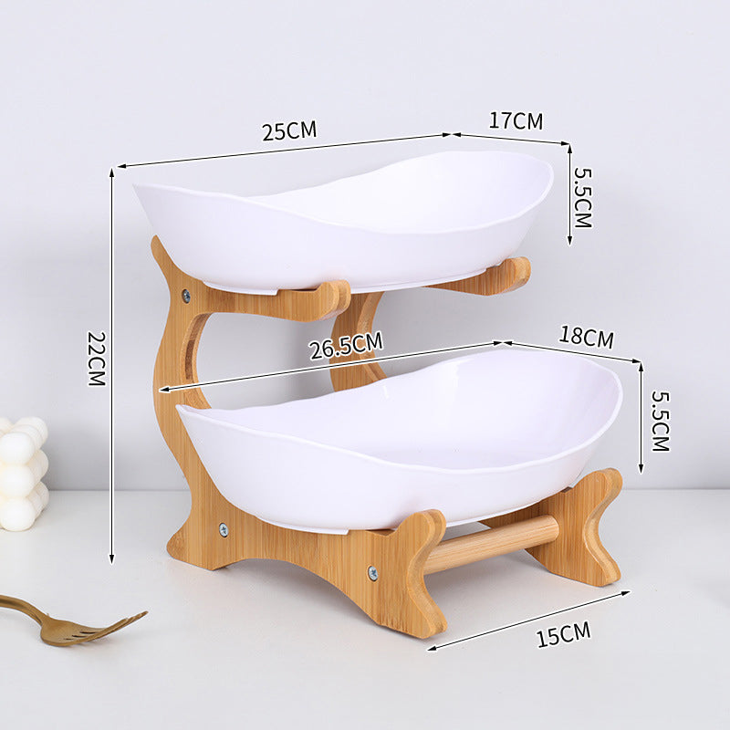 Elegant Double Layer Bamboo Fruit Bowl with Ventilation for Fresh Produce