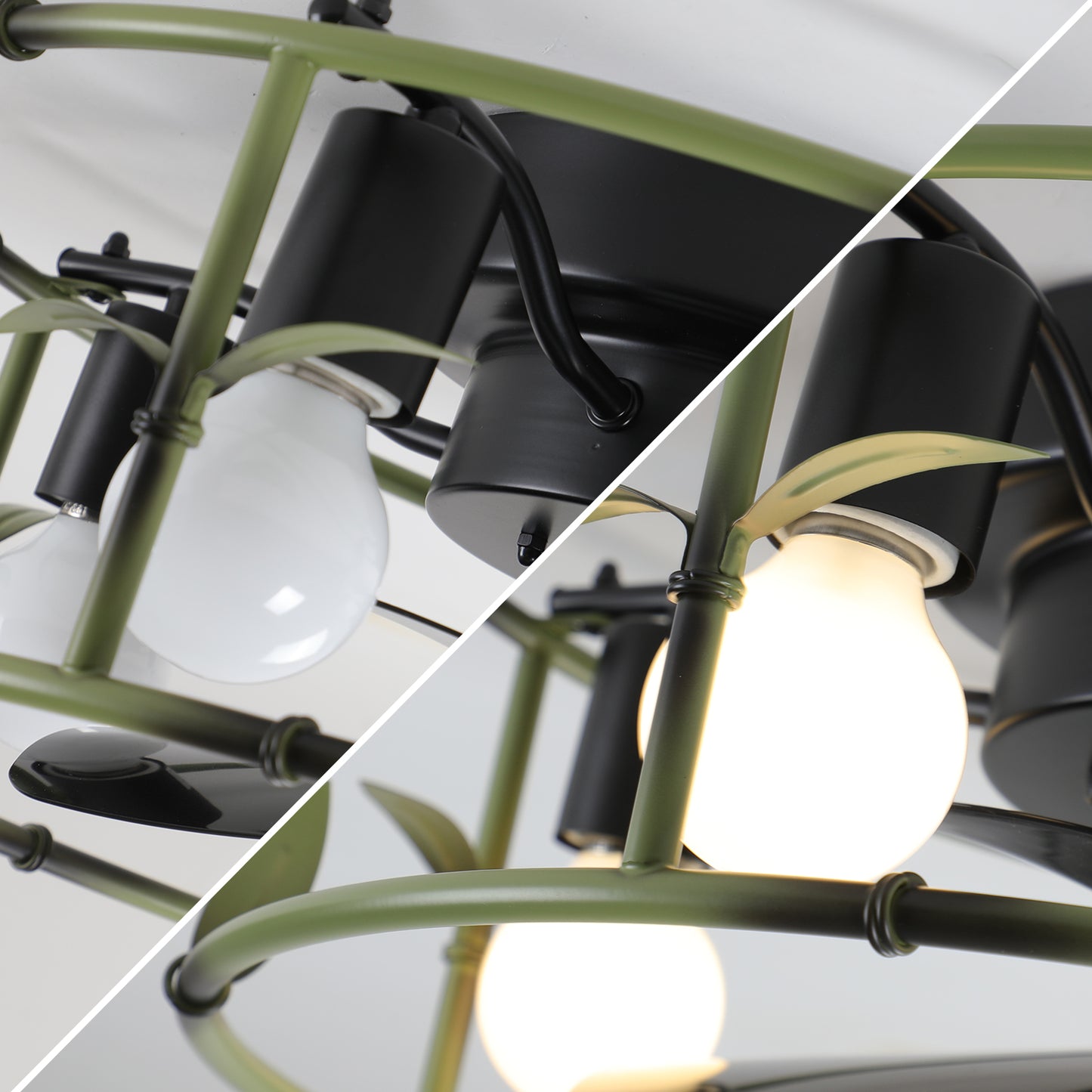 Modern Low Profile Caged Ceiling Fan with Lights – Remote Controlled Flush Mount Fan for Bedroom & Dining