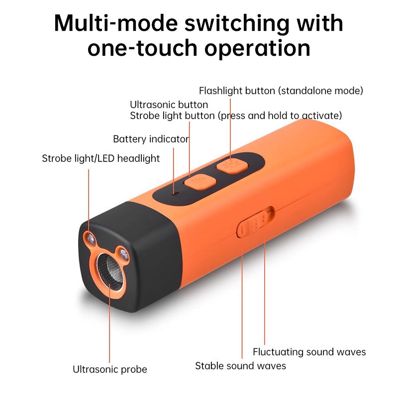 Ultrasonic Dog Repellent & Trainer - Rechargeable Anti-Barking Device with LED Flashlight