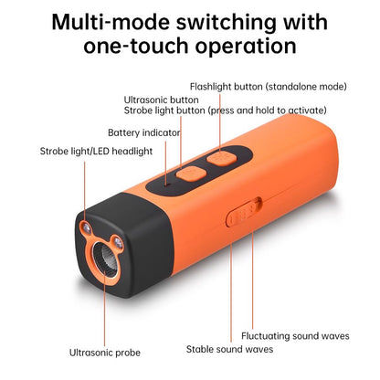 Ultrasonic Dog Repellent & Trainer - Rechargeable Anti-Barking Device with LED Flashlight