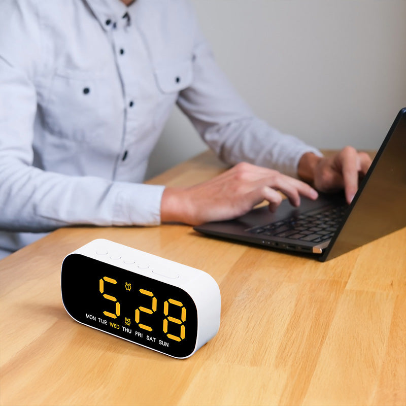Modern LED Digital Clock with Temperature Display | Dual Alarm, Snooze Function, and 5-Level Brightness