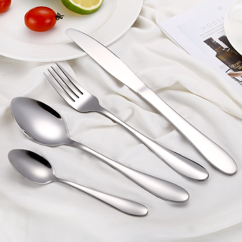 Multi-Color Rainbow/Gold Stainless Steel Cutlery Dinnerware Set (Knife, Fork, Spoon)