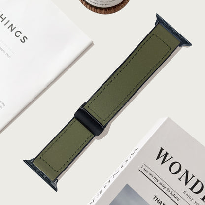 Premium Magnetic Buckle Silicone Skin Watch Band - Vintage Leather Look