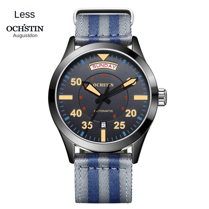 Luxury Automatic Men's Watch - Water-Resistant Mechanical Wristwatch with Nylon Strap