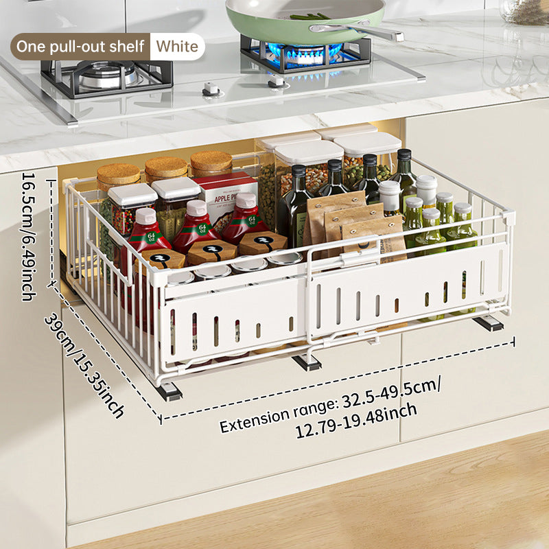 Expandable Cabinet Pull-Out Shelf - Multi-Functional Kitchen Storage Organizer
