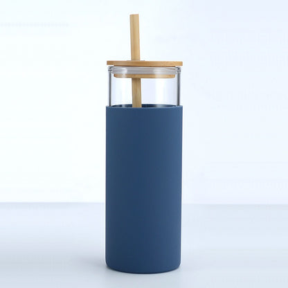 High Borosilicate Glass Tumbler with Bamboo Lid and Silicone Sleeve