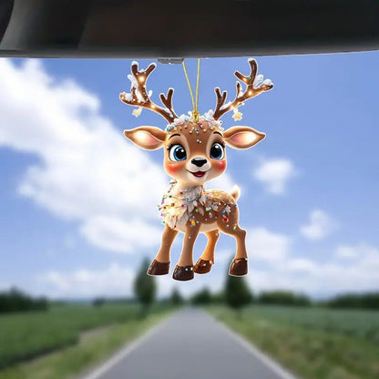 Cute Christmas Reindeer Hanging Ornament - Festive Tree & Car Decor