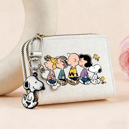 Cute Snoopy Dog Double Zipper Coin Wallet - Mini Credit Card Holder & Cartoon Pouch