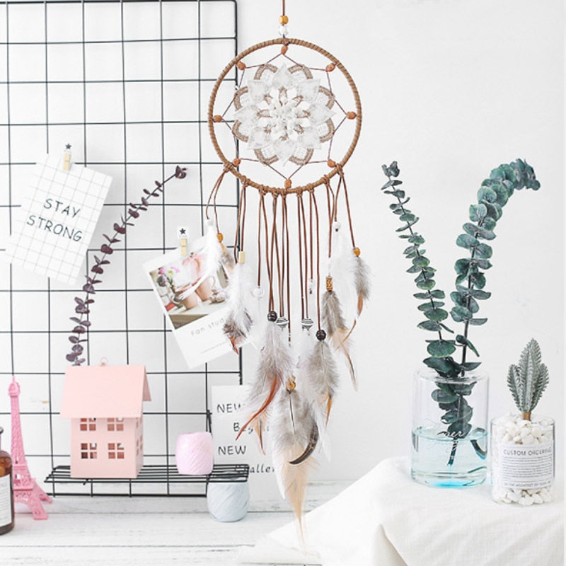 Handmade Ethnic Dream Catcher – Decorative Feather Wall Hanging for Home, Bedroom & Wedding Decor