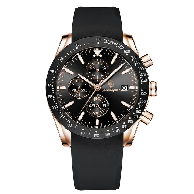 Multi-Functional Blue Dial Men's Business Watch - Premium Sports Watch with Silicone Strap