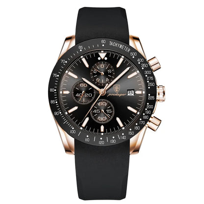 Multi-Functional Blue Dial Men's Business Watch - Premium Sports Watch with Silicone Strap