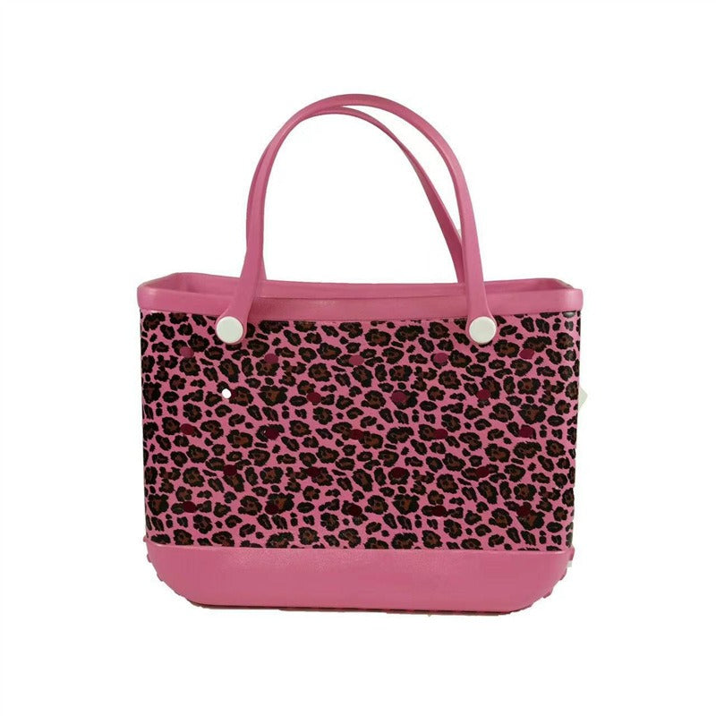 Printed EVA Beach Storage Bag - Waterproof Outdoor Basket & Handbag with Cow Print