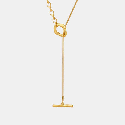 Long Titanium Steel Double Ring Pendant Necklace
